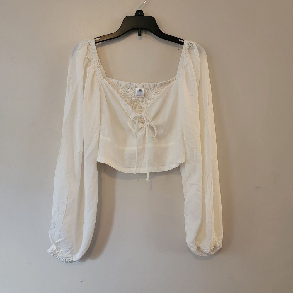 cropped puffy sleeve milkmaid top wht sz S cottagecore